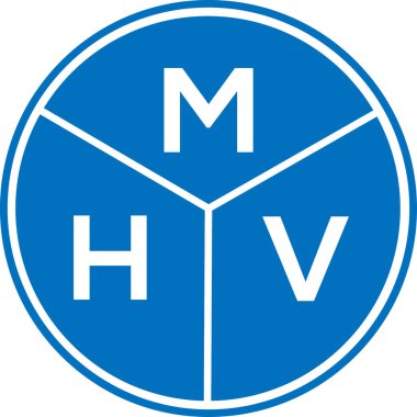 Beyaz arkaplanda MHV harf logosu tasarımı. MHV yaratıcı harflerin baş harfleri logo kavramı. MHV harf tasarımı.