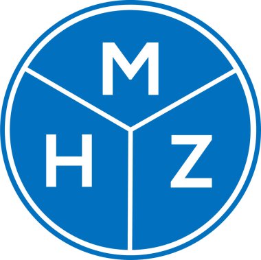 Beyaz arkaplanda MHZ harf logosu tasarımı. MHZ yaratıcı harf logosu konsepti. MHZ harf tasarımı.