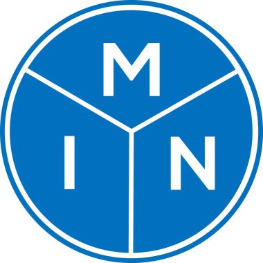 Beyaz arka planda Min Harf Logosu Tasarımı. MIN yaratıcı harfler logosu konsepti. Min harf tasarımı.