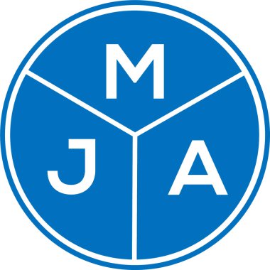 Beyaz arka planda MJA harf logosu tasarımı. MJA yaratıcı harf logosu konsepti. MJA harf tasarımı.