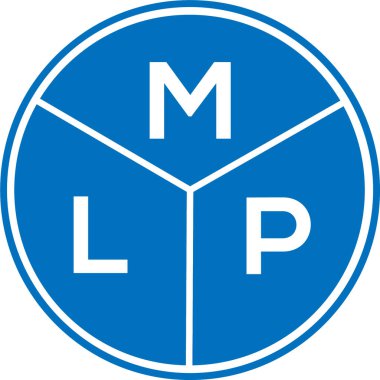 Beyaz arka planda MLP harf logosu tasarımı. MLP yaratıcı harflerin baş harfleri logo kavramı. MLP harf tasarımı.