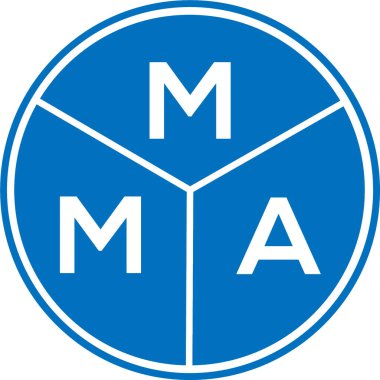 Beyaz arka planda MMA harf logosu tasarımı. MMA yaratıcı harfler logosu konsepti. MMA harf tasarımı.