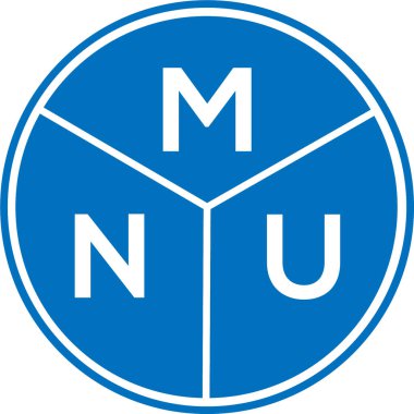 Beyaz arka planda MNU harf logosu tasarımı. MNU yaratıcı harfler logosu konsepti. MNU harf tasarımı.