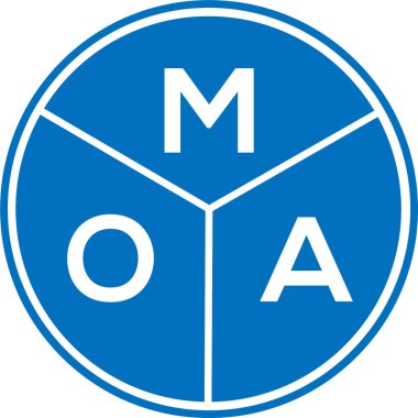 Beyaz arka planda MOA mektup logosu tasarımı. MOA yaratıcı harfler logosu konsepti. MOA harf tasarımı.
