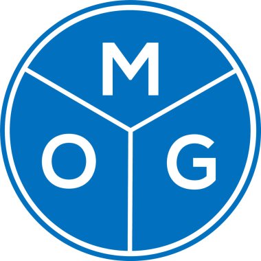 Beyaz arka planda MOG harf logosu tasarımı. MOG yaratıcı harflerin baş harfleri logo kavramı. MOG harf tasarımı.