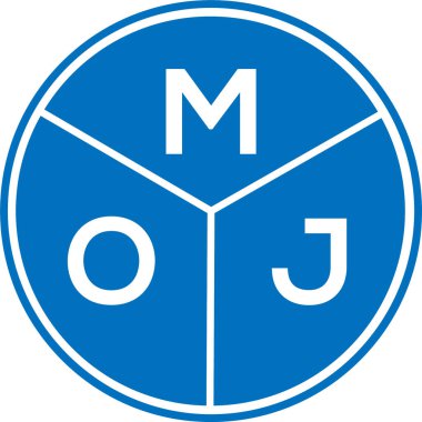 Beyaz arka planda MOJ harf logosu tasarımı. MOJ yaratıcı harflerin baş harfleri logo kavramı. MOJ harf tasarımı.