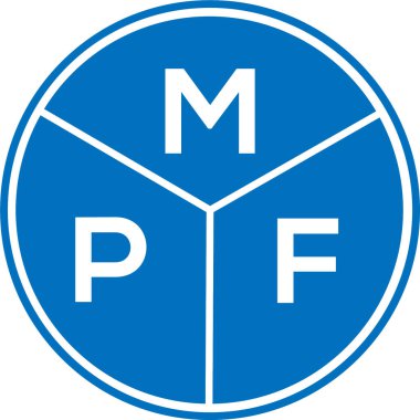 Beyaz arkaplanda MPF harf logosu tasarımı. MPF yaratıcı harflerin baş harfleri logo kavramı. MPF harf tasarımı.