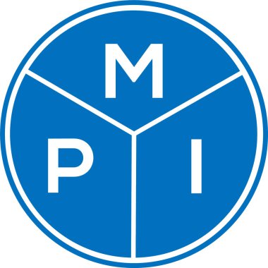 Beyaz arka planda MPI harf logosu tasarımı. MPI yaratıcı harfler logosu konsepti. MPI harf tasarımı.