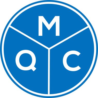 Beyaz arkaplanda MQC harf logosu tasarımı. MQC yaratıcı harflerin baş harfleri logo kavramı. MQC harf tasarımı.
