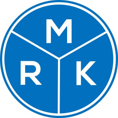 Beyaz arka planda MRK harf logosu tasarımı. MRK yaratıcı harflerin baş harfleri logo kavramı. MRK harf tasarımı.