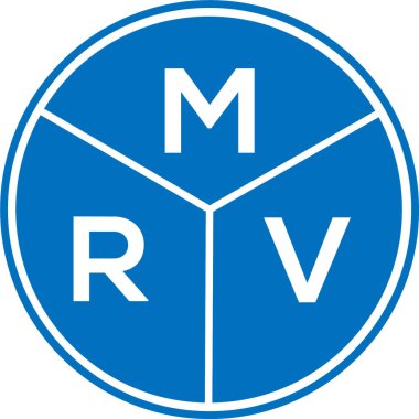 Beyaz arka planda MRV harf logosu tasarımı. MRV yaratıcı harfler logosu konsepti. MRV harf tasarımı.