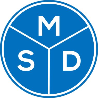 Beyaz arka planda MSD harf logosu tasarımı. MSD yaratıcı harflerin baş harfleri logo kavramı. MSD harf tasarımı.