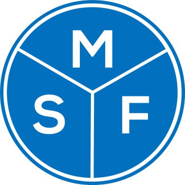 Beyaz arka planda MSF harf logosu tasarımı. MSF yaratıcı harflerin baş harfleri logo kavramı. MSF harf tasarımı.