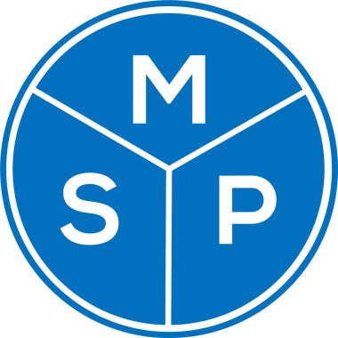 Beyaz arka planda MSP harf logosu tasarımı. MSP yaratıcı harflerin baş harfleri logo kavramı. MSP harf tasarımı.