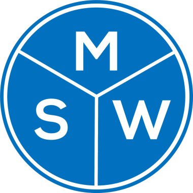 Beyaz arka planda MSW harf logosu tasarımı. MSW yaratıcı harflerin baş harfleri logo kavramı. MSW harf tasarımı.