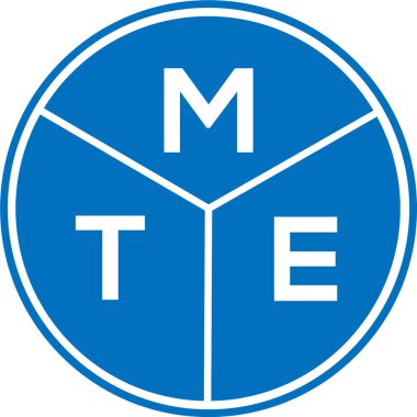 Beyaz arkaplanda MTE harf logosu tasarımı. MTE yaratıcı harf logosu konsepti. MTE harf tasarımı.