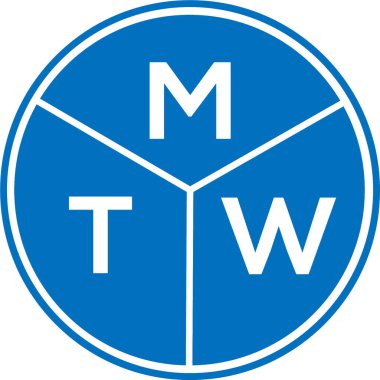 Beyaz arka planda MTW harf logosu tasarımı. MTW yaratıcı harflerin baş harfleri logo kavramı. MTW harf tasarımı.