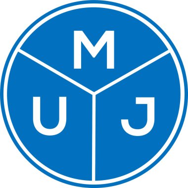 Beyaz arka planda MUJ harf logosu tasarımı. MUJ yaratıcı harflerin baş harfleri logo kavramı. MUJ harf tasarımı.