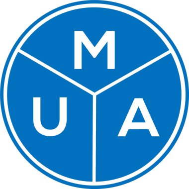 Beyaz arka planda MUA harf logosu tasarımı. MUA yaratıcı harfler logosu konsepti. MUA harf tasarımı.