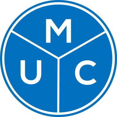 Beyaz arka planda MUC harf logosu tasarımı. MUC yaratıcı harflerin baş harfleri logo kavramı. MUC harf tasarımı.