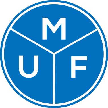 Beyaz arka planda MUF harf logosu tasarımı. MUF yaratıcı harf logosu konsepti. MUF harf tasarımı.