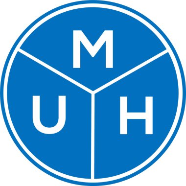 Beyaz arka planda MUH harf logosu tasarımı. MUH yaratıcı harfler logosu konsepti. MUH harf tasarımı.
