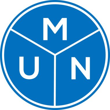 Beyaz arka planda MUN harfi logo tasarımı. MUN yaratıcı harflerin baş harfleri logo kavramı. MUN harf tasarımı.