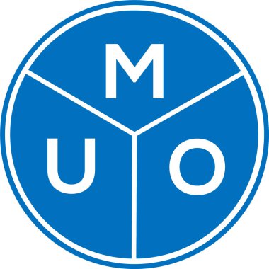 Beyaz arka planda MUO harf logosu tasarımı. MUO yaratıcı harflerin baş harfleri logo kavramı. MUO harf tasarımı.