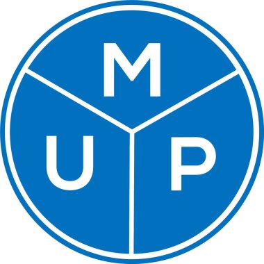 Beyaz arkaplanda MUP harf logosu tasarımı. MUP yaratıcı harfler logosu konsepti. MUP harf tasarımı.