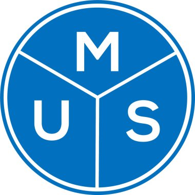 Beyaz arka planda MUS harfi logo tasarımı. MUS yaratıcı harfler logosu konsepti. MUS harf tasarımı.