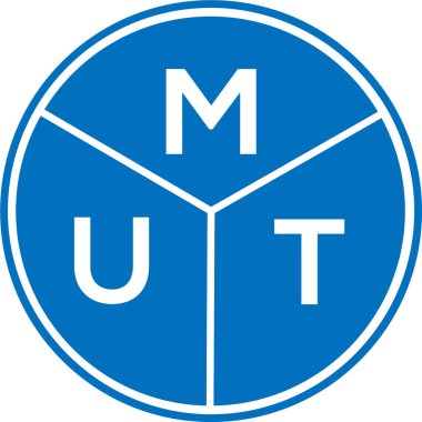 Beyaz arka planda MUT harf logosu tasarımı. MUT yaratıcı harfler logosu konsepti. MUT harf tasarımı.