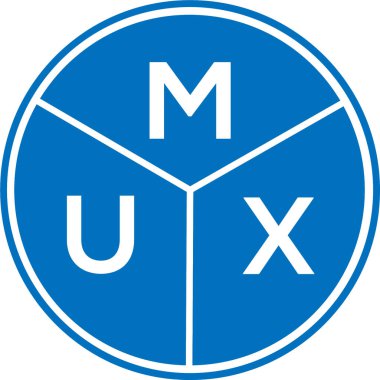 Beyaz arka planda MUX harfli logo tasarımı. MUX yaratıcı harflerin baş harfleri logo kavramı. MUX harf tasarımı.