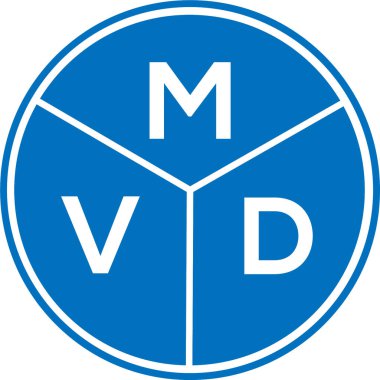 Beyaz arka planda MVD harf logosu tasarımı. MVD yaratıcı harflerin baş harfleri logo kavramı. MVD harf tasarımı.