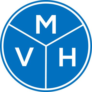 Beyaz arka planda MVH harf logosu tasarımı. MVH yaratıcı harflerin baş harfleri logo kavramı. MVH harf tasarımı.