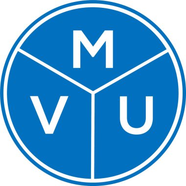 Beyaz arka planda MVU harf logosu tasarımı. MVU yaratıcı harflerin baş harfleri logo kavramı. MVU harf tasarımı.