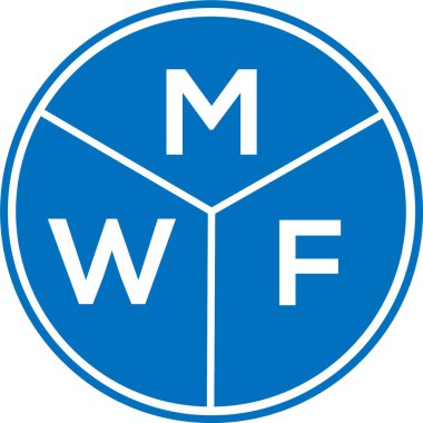 Beyaz arka planda MWF harf logosu tasarımı. MWF yaratıcı harf logosu konsepti. MWF harf tasarımı.