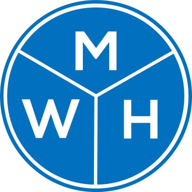 Beyaz arka planda MWH harf logosu tasarımı. MWH yaratıcı harf logosu konsepti. MWH harf tasarımı.