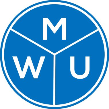 Beyaz arka planda MWU harf logosu tasarımı. MWU yaratıcı harfler logosu konsepti. MWU harf tasarımı.