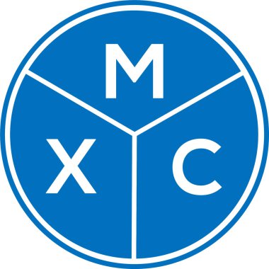 Beyaz arkaplanda MXC harf logosu tasarımı. MXC yaratıcı harflerin baş harfleri logo kavramı. MXC harf tasarımı.