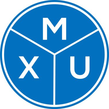 Beyaz arka planda MXU harf logosu tasarımı. MXU yaratıcı harf logosu konsepti. MXU harf tasarımı.