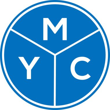 Beyaz arka planda MYC harf logosu tasarımı. MYC yaratıcı harflerin baş harfleri logo kavramı. MYC harf tasarımı.