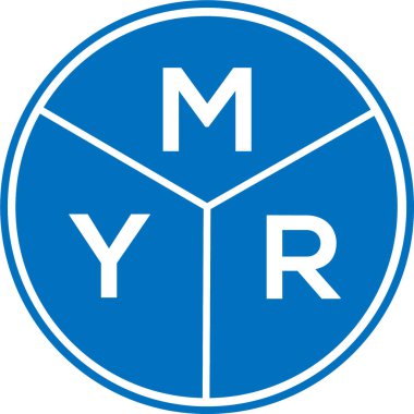 Beyaz arka planda MYR harf logosu tasarımı. MYR yaratıcı harflerin baş harfleri logo kavramı. MYR harf tasarımı.
