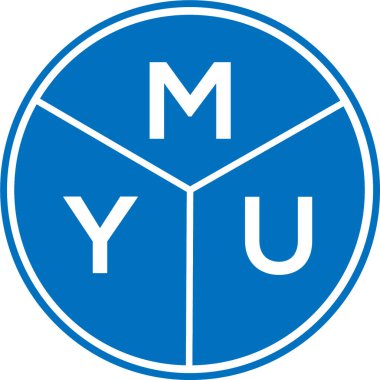 Beyaz arka planda MYU harf logosu tasarımı. Myu yaratıcı harflerin baş harfleri logo konsepti. MYU harf tasarımı.