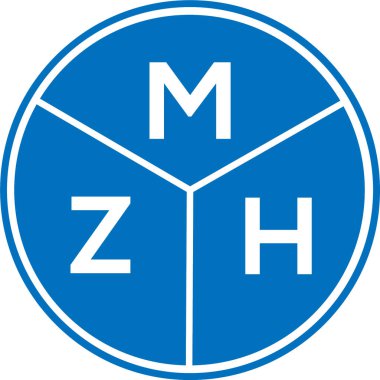 Beyaz arkaplanda MZH harf logosu tasarımı. MZH yaratıcı harflerin baş harfleri logo kavramı. MZH harf tasarımı.