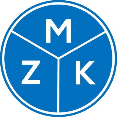 Beyaz arkaplanda MZK harf logosu tasarımı. MZK yaratıcı harflerin baş harfleri logo kavramı. MZK harf tasarımı.