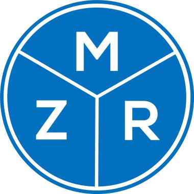 Beyaz arka planda MZR harf logosu tasarımı. MZR yaratıcı harflerin baş harfleri logo kavramı. MZR harf tasarımı.
