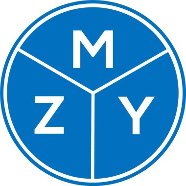 Beyaz arkaplanda MZY harf logosu tasarımı. MZY yaratıcı harflerin baş harfleri logo kavramı. MZY harf tasarımı.