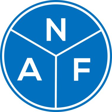 Beyaz arka planda NAF harf logosu tasarımı. NAF yaratıcı harf logosu konsepti. NAF harf tasarımı.