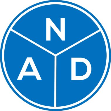 Beyaz arka planda NAD harf logosu tasarımı. NAD yaratıcı harf logosu konsepti. NAD harf tasarımı.