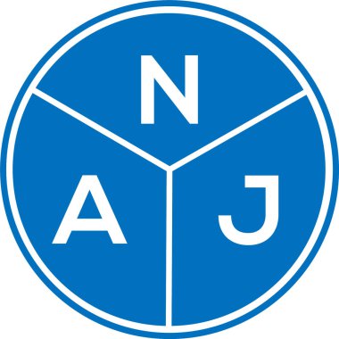 Beyaz arka planda NAJ harf logosu tasarımı. NAJ yaratıcı harf logosu konsepti. NAJ harf tasarımı.